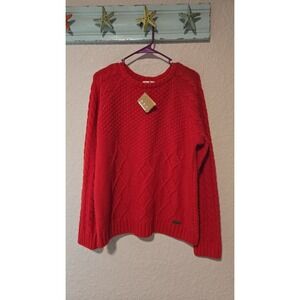 Barbour Red Knit Cable Sweater